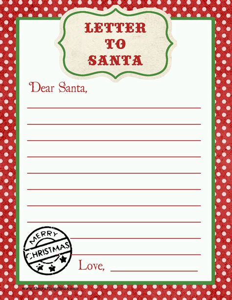 Letter To Santa Template Printable Free
